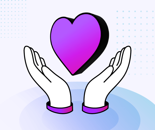 Two hands holding a heart, symbolising the human touch