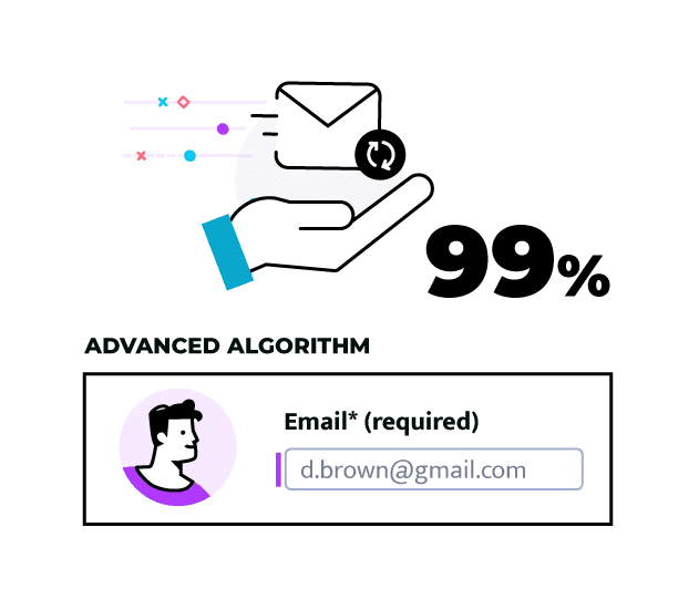 Real-time email verification with an advanced algorithm in the WiFi form