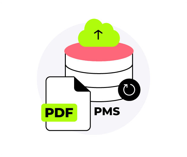 PDF document synced with the PMS database through a cloud upload