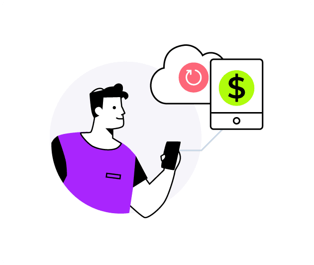 Guest paying from their phone with the payment synced to the cloud