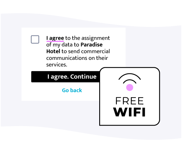 Marketing consent checkbox on the free WiFi login screen