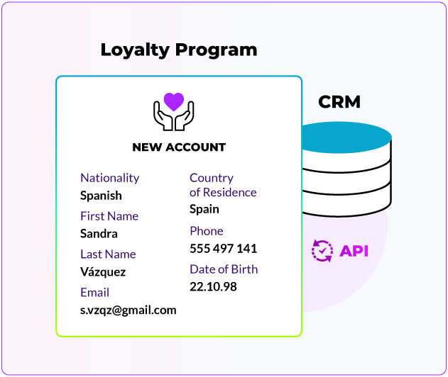 New loyalty program account synced to the CRM via API
