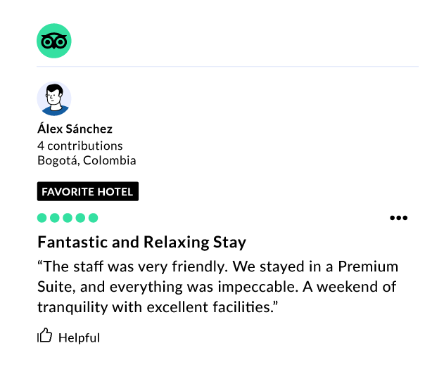 Five-bubble online guest review rating the stay as fantastic and relaxing