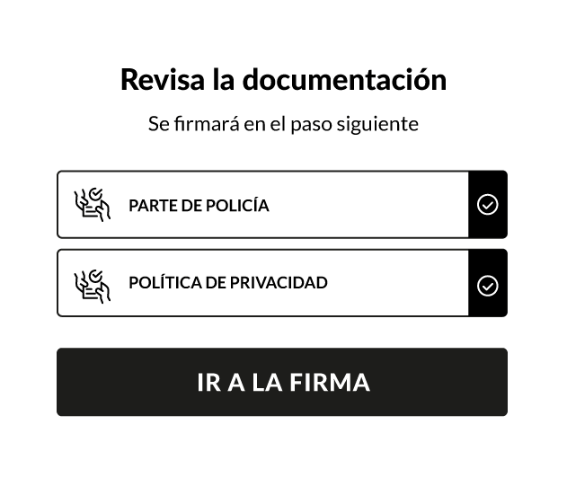 Revisión del parte de policía y la política de privacidad antes de ir a la firma