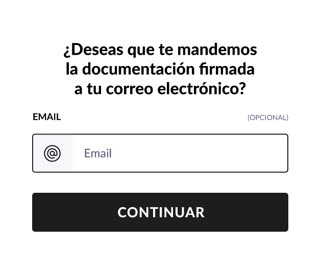 Formulario de check-in que ofrece enviar la documentación firmada al correo del huésped