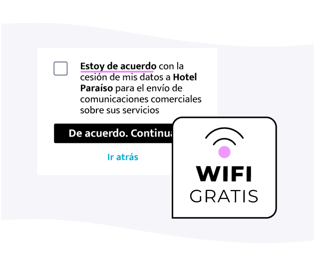 Casilla de consentimiento para comunicaciones comerciales en el acceso al WiFi gratis