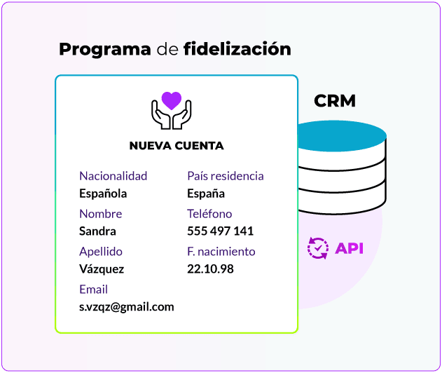 Nueva cuenta del programa de fidelización sincronizada con el CRM vía API