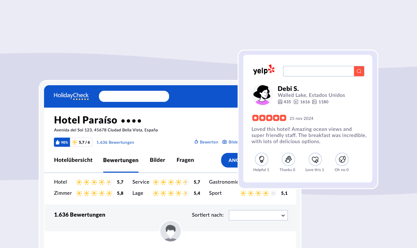 Reseñas del Hotel Paraíso en HolidayCheck y una valoración de 5 estrellas en Yelp