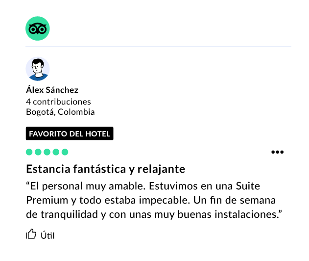 Reseña online de cinco puntos de un huésped que valora su estancia como fantástica y relajante