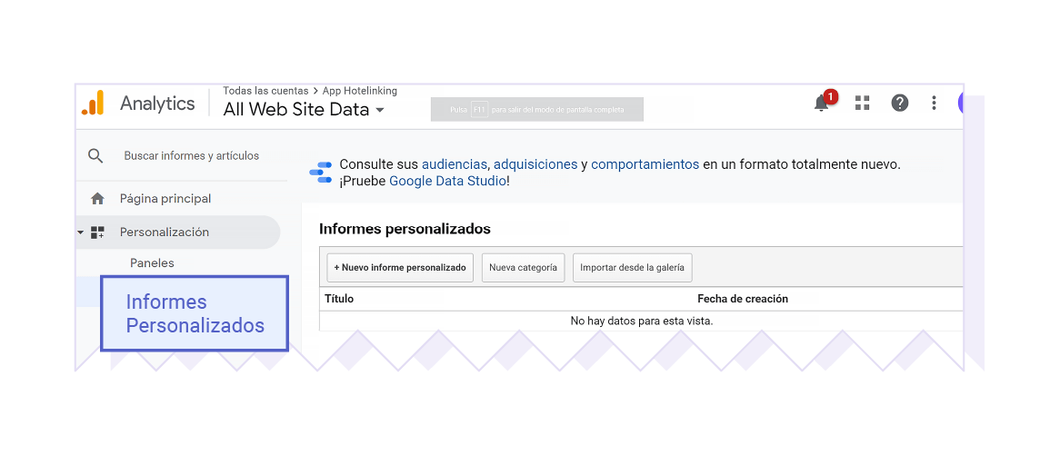 pantallazo panel informes personalizados